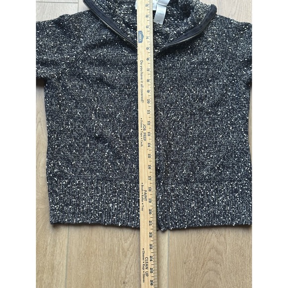 Vtg Liz Claiborne Black White Marled Knit‎ Full Zip Sweater Mock Women Medium - Picture 5 of 10